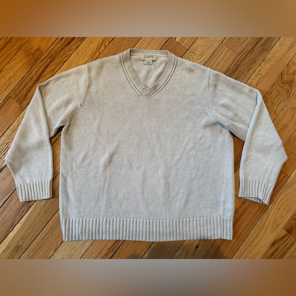 J. Crew Other - J Crew Pullover V-Neck Sweater Beige 59% Linen 41% Cotton Men’s Size Large